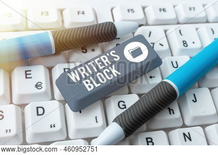Conceptual Display Writer S Is Blockcondition Of Being Unable To Think Of What To Write. Concept Mea