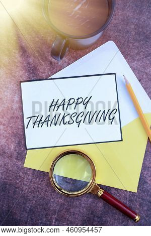 Conceptual Display Happy Thanksgivingharvest Festival National Holiday Celebrated In November. Conce