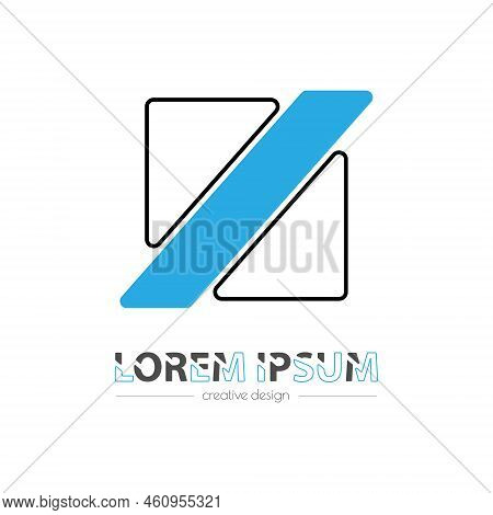Square, Triangle And Strip Are Divided Into Parts. Geometric Template For A Logo, Sticker, Logo Or B