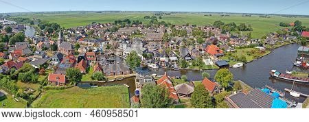 Aerial Panorama From The Village Warten In Friesland The Netherlands