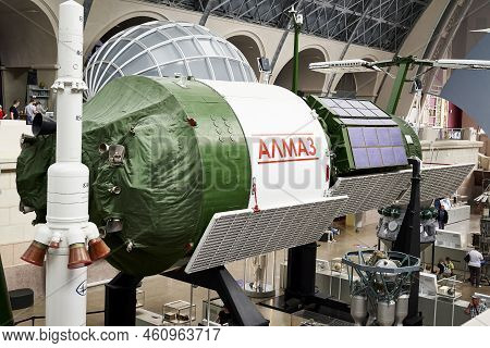 06.17.2022 Russia Moscow Vdnh Pavilion Cosmos Layout Of The Almaz Space Orbital Station