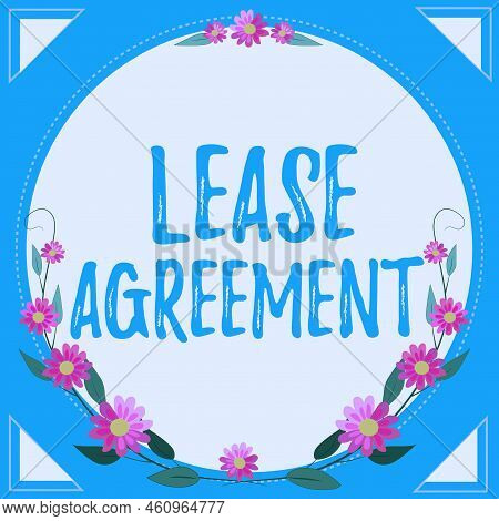 Sign Displaying Lease Agreementcontract On The Terms To One Party Agrees Rent Property. Conceptual P