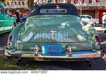 Falcon Heights, Mn - June 17, 2022: High Perspective Rear View Of A 1948 Oldsmobile 98 Futuramic Con