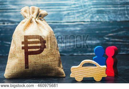 Couple Figurines And Philippine Peso Money Bag. Social Research, Consumer Preferences. Wealth And Ea