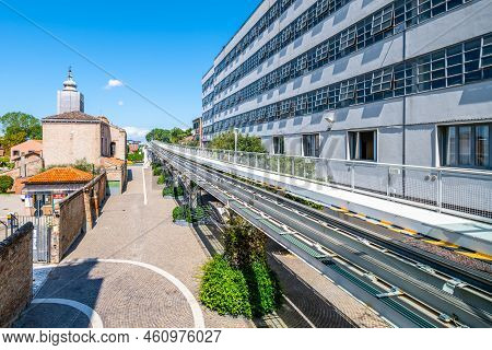 People Mover Railroad Track In Venice, Italy.