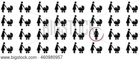 One Lonely Childless Woman In A Group Of Mother With Baby Pictorgam