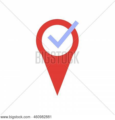 Red Map Pin Vector Illustration Icon Isolated White Button Element. Position Point Pin Map Direction