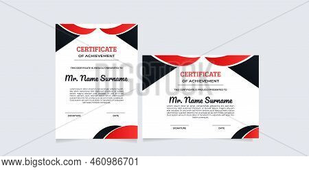 A4 Portrait And Landscape Size For Diploma Certificate, Business Award. Colorful Geometric Border Ba
