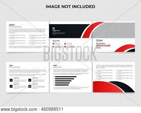 Tri Fold Landscape Business Brochure Design With Creative Shape Brochure Template