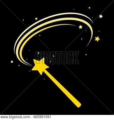 Yellow, Colorful And Bright Magic Wand Icon Vector Template. Magic Wand Vector Icon - Movement With 