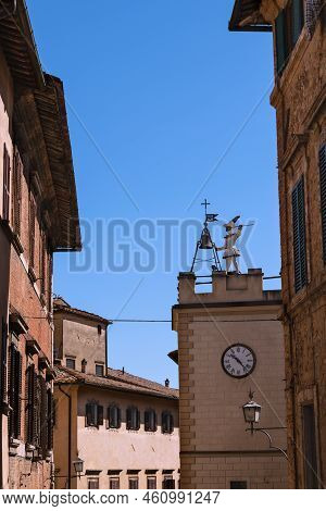 Pulcinella Tower In Famous Montepulciano In Tuscany