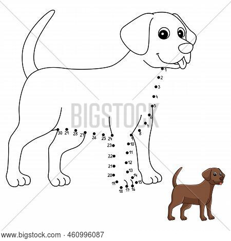 A Cute And Funny Connect-the-dots Coloring Page Of A Chocolate Lab Dog. Provides Hours Of Coloring F