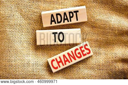 Adapt To Changes Symbol. Concept Words Adapt To Changes On Wooden Blocks On Canvas. Beautiful Canvas