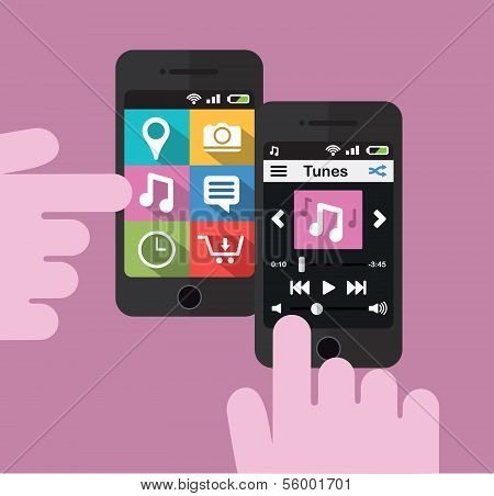 Smartphone with music player interface