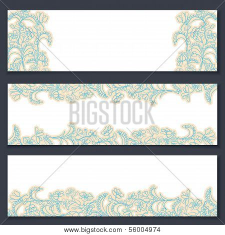 Set Of Three Floral Banners
