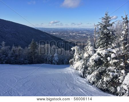 View to ski slopes