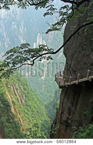The Pathway Made On The Vertical Slope Of A Mountain, Huang Shan, China