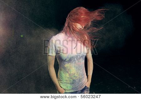 Girl Flinging Red Hair
