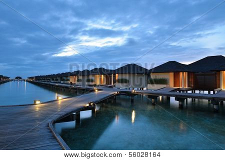 tropical water home villas resort  on Maldives island at summer vacation