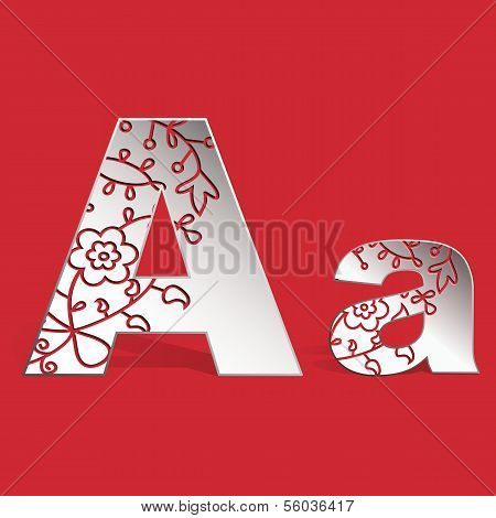 Vector 3D ornament  Aa  letter