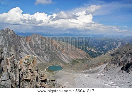 Landscape Of Sayan Mountains, Near  Russian-mongolian Border Photographed From The Trail On Monkh Sa