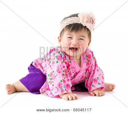 Asian baby with japanes kimono