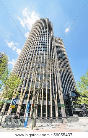Europe Tower skyscraper at AZCA financial center in Madrid