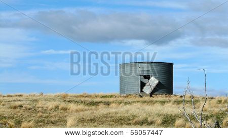 Grain Silo in Rural Field