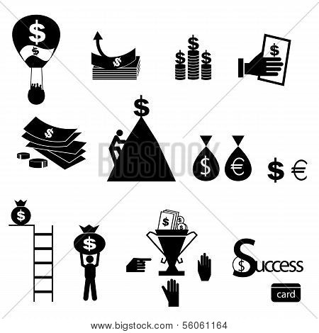 Money icons set vector