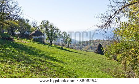 Hillsides of a Miroc mountain over Danube river and Djerdap gorge and national park