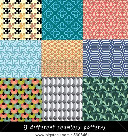 Nine geometric patterns and seamless 3 D