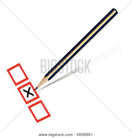 Ołówek oznaczenie x na kartce papieru