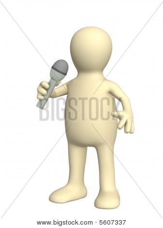 3D Puppe, singen mit einem Mikrofon