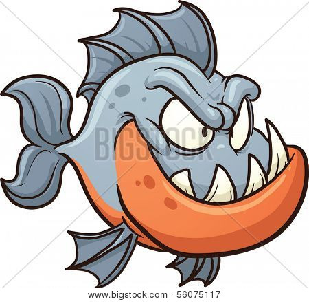 Cartoon piranha. Vector clip art illustration with simple gradients. All in a single layer.