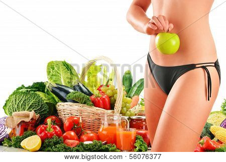 Dieting. Balanced Diet Based On Raw Organic Vegetables