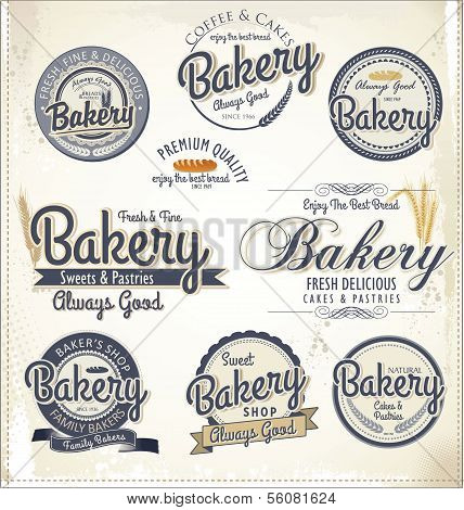 Retro BÃ¤ckerei Abzeichen und Etiketten, Vektor-illustration