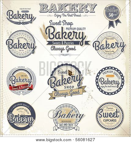 Retro BÃ¤ckerei Abzeichen und Etiketten, Vektor-illustration