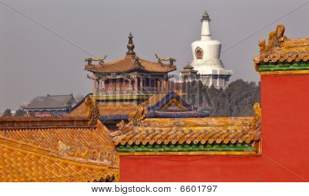 Beihai Stupa gule tagene Gugong forbudte by palads Beijing Kina