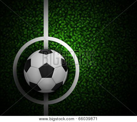 Football field with ball and a grass texture.