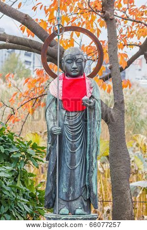 Jizo in front of Benten Hall Temple at Ueno Park in Tokyo