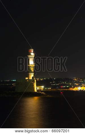 Chania Town (crete,greece), Light House At Night