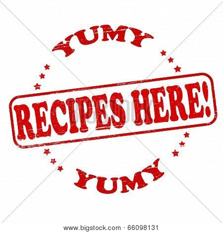 Stamp with text recipes here inside vector illustration