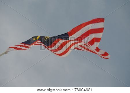 Malaysian flag in windy air