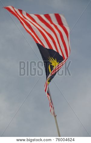 Malaysian flag in windy air