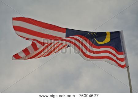 Malaysian flag in windy air
