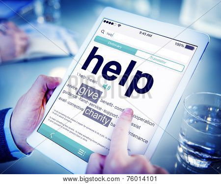 Digial Dicionary Help Give Charity Concept