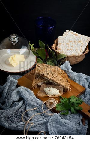 Jewish Breakfast With Herring Pate