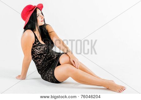Young photo model and white background