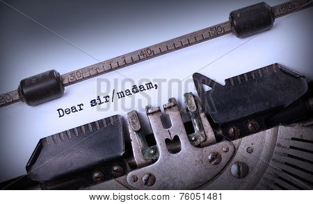 Vintage Inscription Made By Old Typewriter