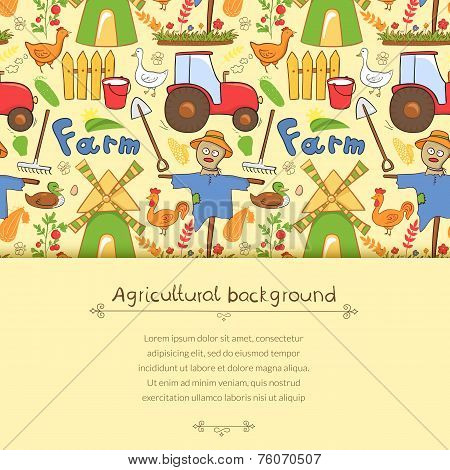 Vector illustration farm elements in doodle style